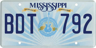 MS license plate BDT792