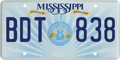 MS license plate BDT838