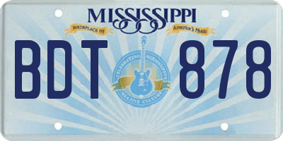 MS license plate BDT878