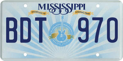 MS license plate BDT970