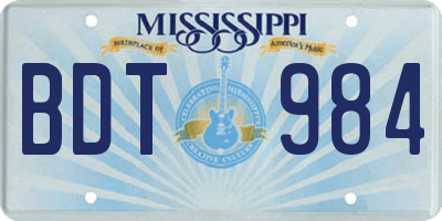 MS license plate BDT984