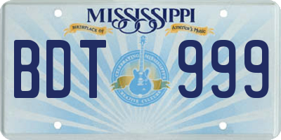 MS license plate BDT999