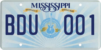 MS license plate BDU001