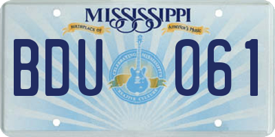 MS license plate BDU061