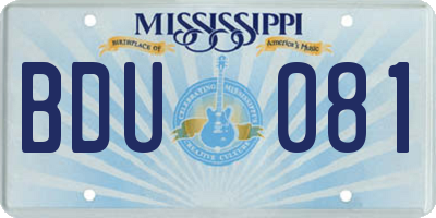 MS license plate BDU081