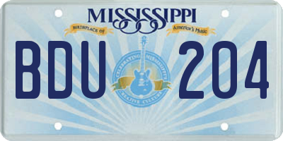 MS license plate BDU204