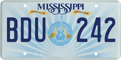 MS license plate BDU242