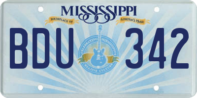 MS license plate BDU342