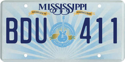 MS license plate BDU411