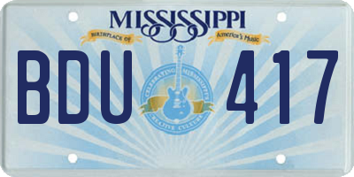 MS license plate BDU417