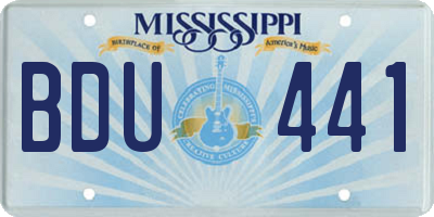 MS license plate BDU441