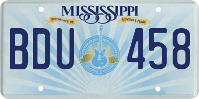MS license plate BDU458