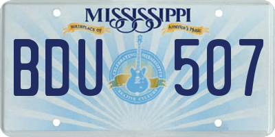 MS license plate BDU507