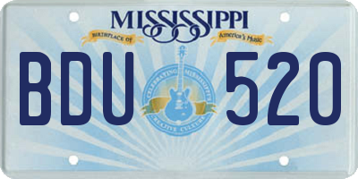 MS license plate BDU520