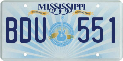 MS license plate BDU551