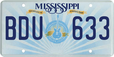 MS license plate BDU633