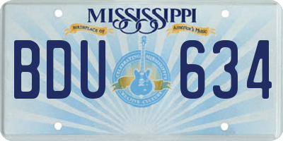 MS license plate BDU634