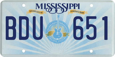 MS license plate BDU651