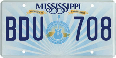 MS license plate BDU708