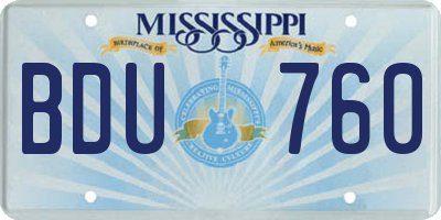 MS license plate BDU760