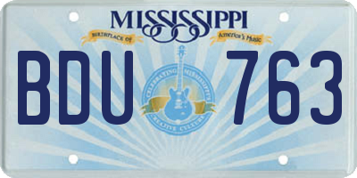 MS license plate BDU763