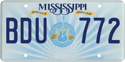 MS license plate BDU772