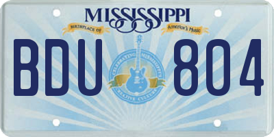 MS license plate BDU804