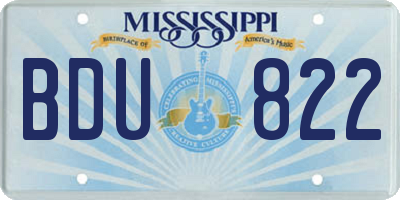 MS license plate BDU822