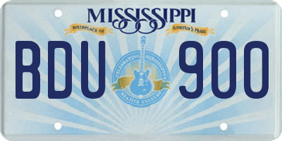 MS license plate BDU900