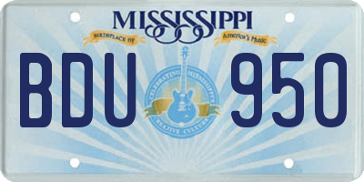 MS license plate BDU950