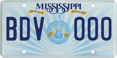 MS license plate BDV000