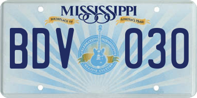 MS license plate BDV030