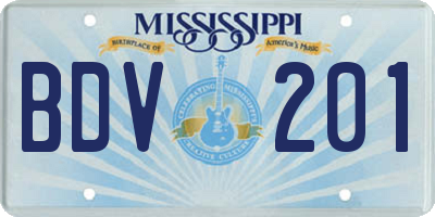 MS license plate BDV201