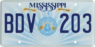 MS license plate BDV203