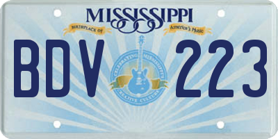 MS license plate BDV223