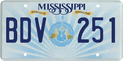 MS license plate BDV251