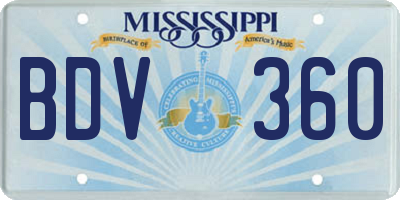 MS license plate BDV360