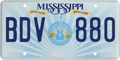 MS license plate BDV880