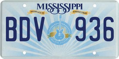 MS license plate BDV936
