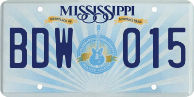 MS license plate BDW015