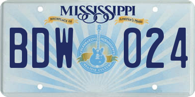 MS license plate BDW024
