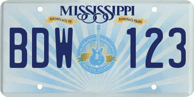 MS license plate BDW123