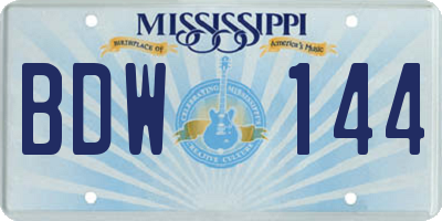 MS license plate BDW144