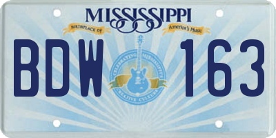MS license plate BDW163