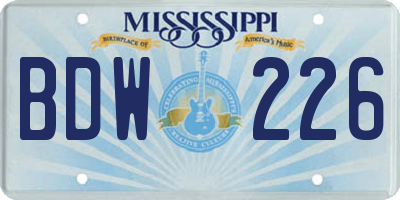 MS license plate BDW226