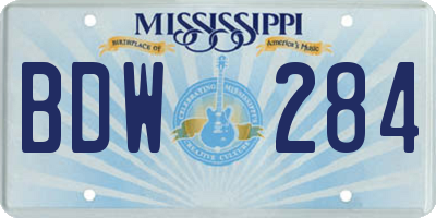 MS license plate BDW284