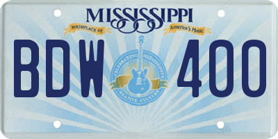 MS license plate BDW400