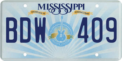 MS license plate BDW409