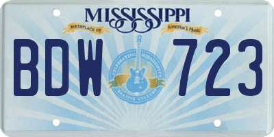MS license plate BDW723