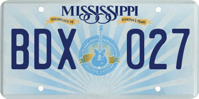MS license plate BDX027